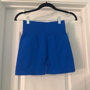 Amazon Women's High-Waist Ribbed Bike Shorts - Blue